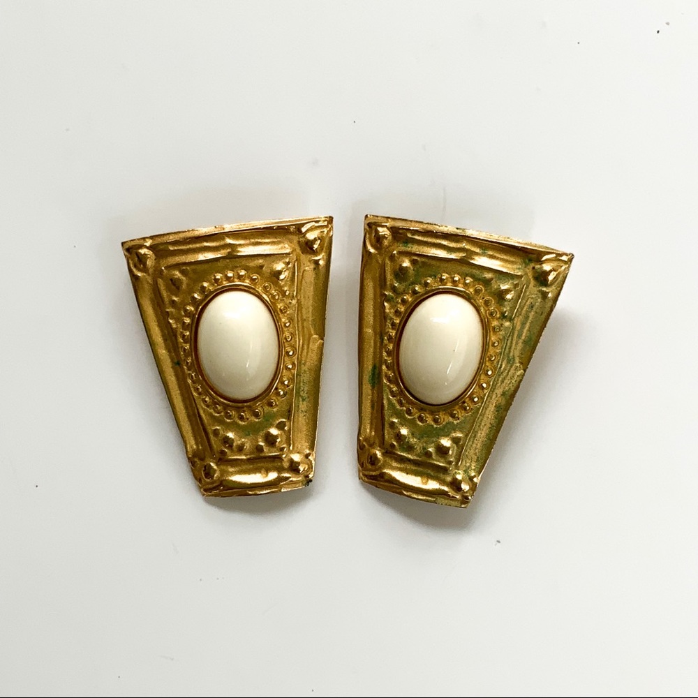 Vintage Givenchy Gold Tone Clip On Earrings